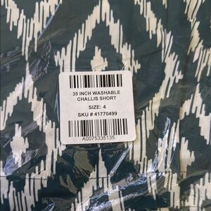 Green and White Patterned Challis Shorts